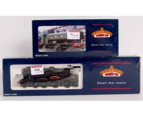 Bachmann 31-775 BR lined black Witherslack hall engine and tender (G-BG) and 32-202A BR black farnier tank engine 9753 (G-BG)