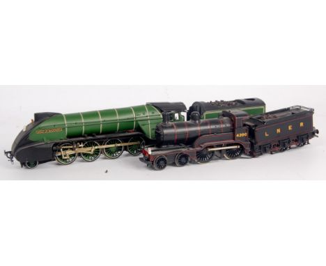 A white metal kit built LNER green 2-8-2 engine and tender 'Wolf of Badenock' damage to cab (FG) and an ex GNR 4-4-0 engine a
