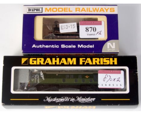 Graham Farish by Bachmann 372-977 BR two tone green class 24 Bo-Bo diesel locomotive (M-BM) and a Dapol ND-100E BR black Terr