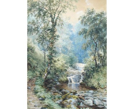 William Henry Mander (British, 1850-1922) Welsh landscape with waterfall signed lower left "W H Mander" watercolour 44 x 32cm