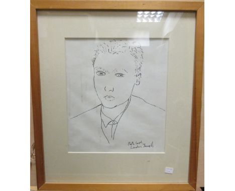 Edward Dutkiewicz, self portrait, pencil and another in ink, another pencil sketch entitled 'tie and legs', etc  