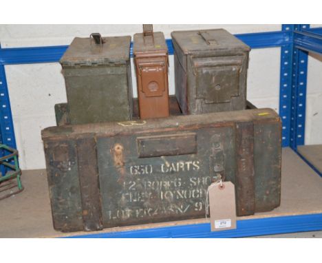 A quantity of old ammunition boxes 