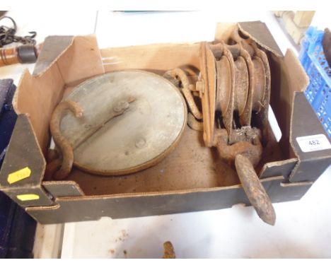 A large set of old hanging scales 