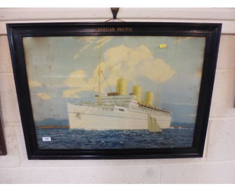 A Norman Wilkinson (Empress of Britain) advertising print, in original stamped Canadian Pacific frame  