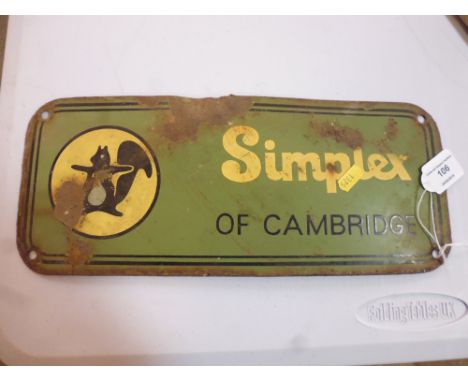 A Simplex of Cambridge enamel sign