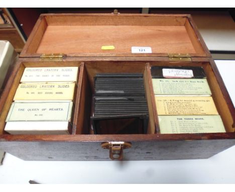 A quantity of Magic Lantern slides including Jack and the Beanstalk, The Three Bears, The Queen of Hearts, Red Riding Hood, B