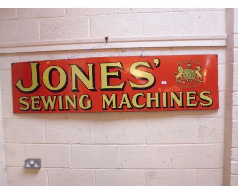 A Jones Sewing Machine enamel sign, 183cm x 46cm
