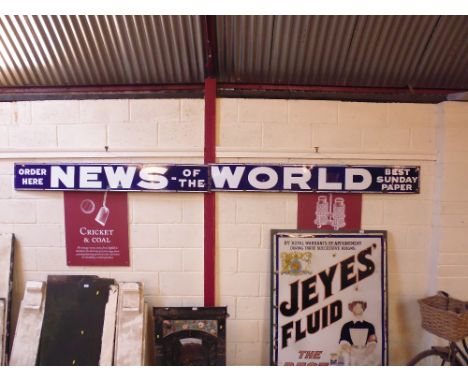 A News Of The World enamel sign - in two parts, approx. 374cm x 205cm