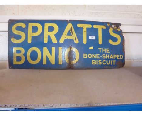 A Spratts Bonio (The Bone - Shaped Biscuit) enamel sign AF, approx. 76cm x 30cm