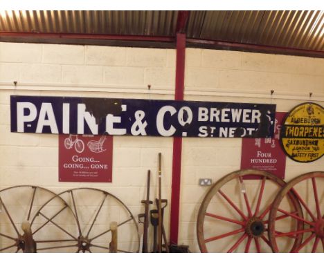 A Pain & Co. Brewers of St Neots enamel sign AF, approx 303 cm x 41cm 