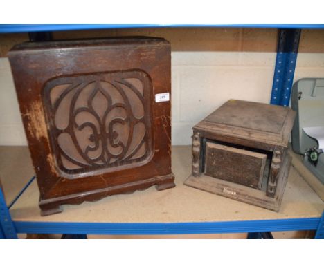 An S G Brown external speaker, in an oak case; and another Kolster Brandes external speaker in enclosure