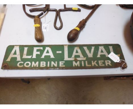 An Alfa-Laval double sided enamel sign
