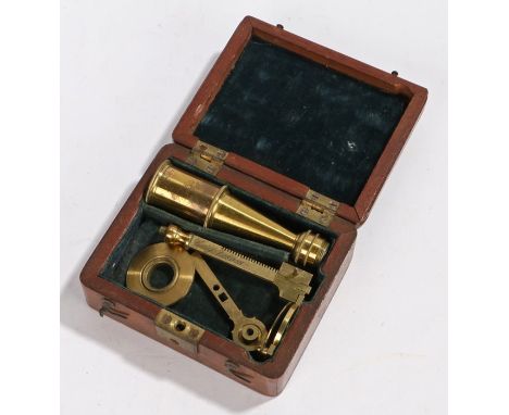 Cary/Gould-type lacquered brass portable compound microscope, Cary, London, circa 1825, the gilt brass sectional microscope w