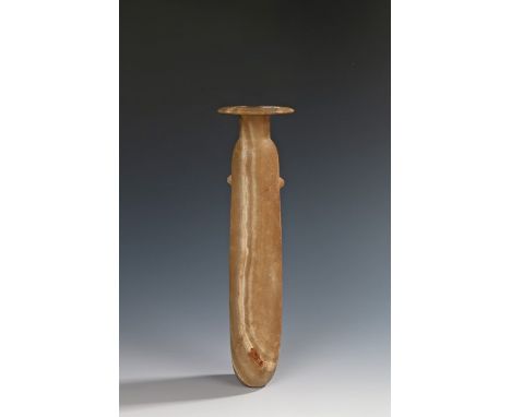 Ancient Greek alabaster alabastron, Classical Period, Circa 5th - 4th Century B.C. , the elongated body with elegant vertical