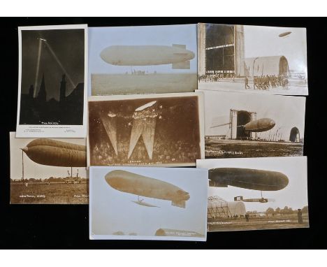 Collection of Airship photographic postcards, to include Astra Torrez at Aldershot, The Willows at Hendon, Army Airship "Gamm