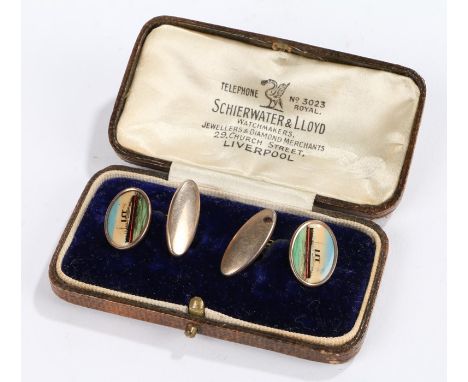 Shipping interest, a pair of cufflinks with a ship to each, cased 