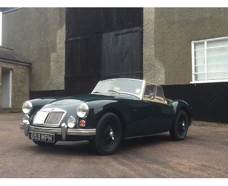 1960 MG MGA roadster, registration 853MPH, British racing green bodywork, 1600CC twin carburetor single cam engine (engine nu