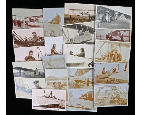 Collection of early Aviation photographic postcards, to include Flying at Hendon, G.Sabelli flying the Hendon Series, The Arm