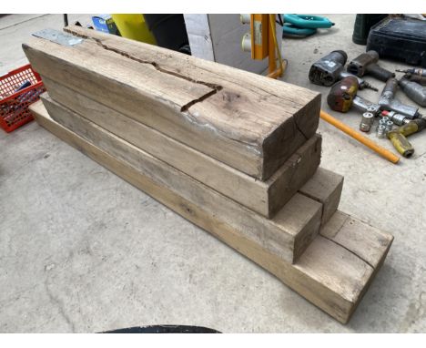 FOUR VINTAGE WOODEN BEAM BLOCKS 