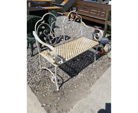 A VINTAGE METAL TWIN GARDEN BENCH SEAT 