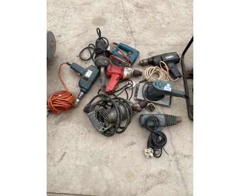EIGHT ASSORTED POWER TOOLS, DRILLS ETC 