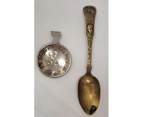 A BOOTH'S CENTENARY TEA CADDY SPOON 1847-1947 PLUS A 1937 WORLD FAIR 'FREARS TOY CASH BAZAAR' TEA SPOON 
