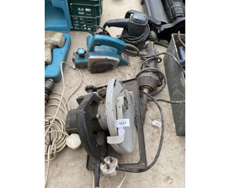 FOUR ASSORTED POWER TOOLS - MAKITA BELT SANDER ETC 