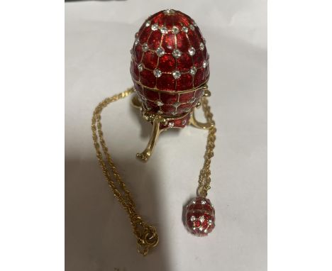 AN HIDDEN TREASURES HAND PAINTED  TRINKET BOX EMBELLISHED WITH CRYSTALS AND CONCEALING A MATCHING PENDANT 