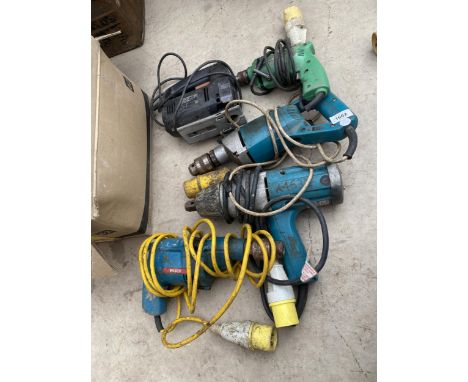 FIVE ASSORTED POWER TOOL DRILLS ETC 