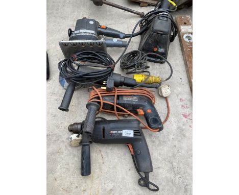 FIVE POWER TOOLS TO INCLUDE BALCK AND DECKER DRILLS, GRINDER, ETC 