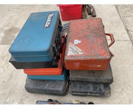 NINE ASSORTED POWER TOOL BOXES 