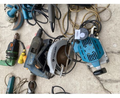 FOUR ASSORTED POWER TOOLS, BLACK AND DECKER SAW ETC 