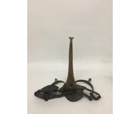 A HUNTING HORN AND SPURS 