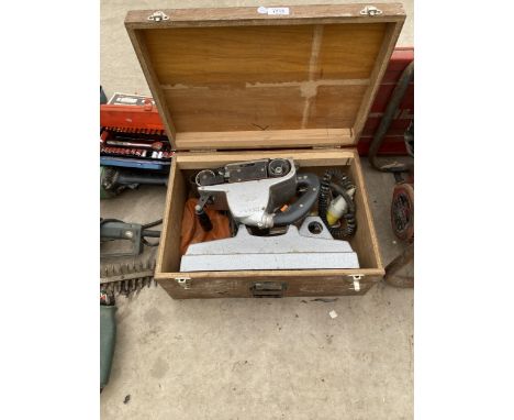 A WOODEN BOXED LEU BELT SANDER 