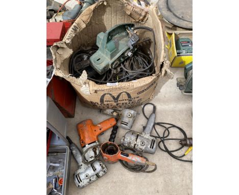 A BOX OF POWER TOOL PARTS FOR SPARES AND REPAIR 