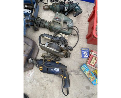 FOUR POWER TOOLS TO INCLUDE A 1080W POWER PRO DRILL, SANDER, ETC 