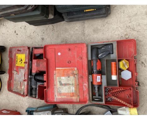 TWO CASED POWER TOOLS INCLUDING A HILTI HAMMER DRILL 