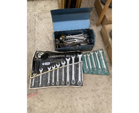 A COMBINATION WRENCH SET, TOOL BOX ETC 