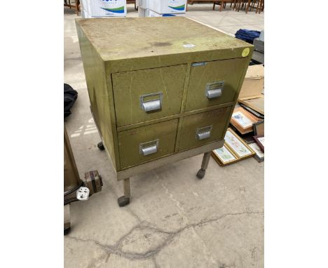 A VINTAGE FOUR DRAWER METAL CABINET 