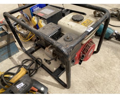 A VINTAGE 110V PETROL GENERATOR WITH HONDA ENGINE 