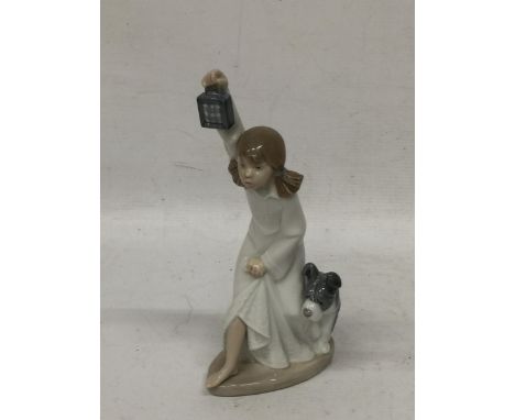 A NAO LLADRO FIGURE OF A GIRL WITH DOG 