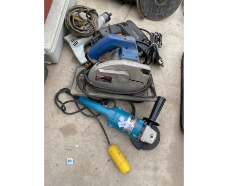 FOUR ASSORTED POWER TOOLS - BOSCH CIRCULAR SAW, MAKITA ANGLE GRINDER ETC 