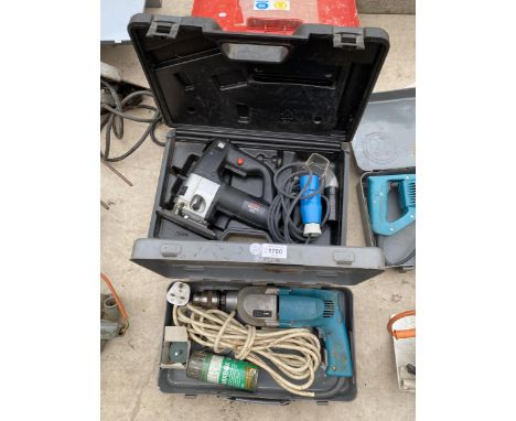 TWO CASED POWER TOOLS - AEG JIGSAW AND DRILL 