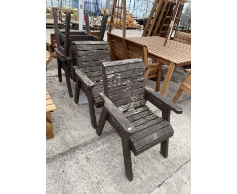 FOUR CHARLES TAYLOR WOODEN GARDEN CHAIRS  *PLEASE NOTE VAT TO BE CHARGED ON THIS ITEM* 