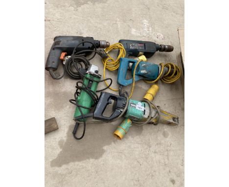 FIVE ASSORTED POWER TOOL DRILLS ETC 