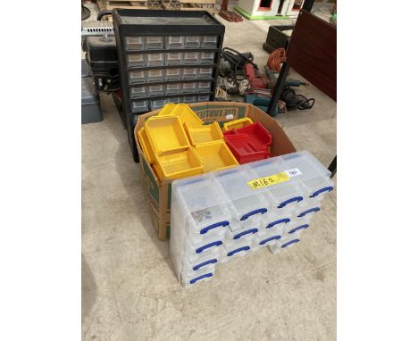 A SMALL TOOL CHEST, FURTHER CHEST AND PLASTIC DRAWERS 