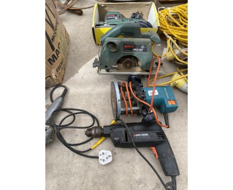 FOUR POWER TOOLS TO INCLUDE BOSCH SANDER, ROUTER, ETC 