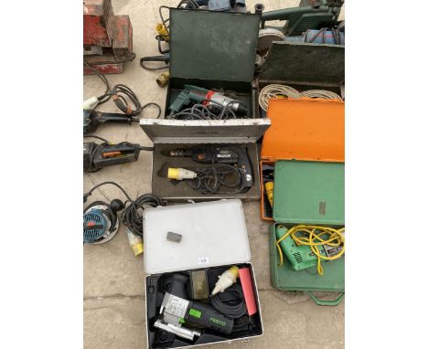 THREE CASED POWER TOOLS - AEG DRILL, FESTO JIGSAW ETC 