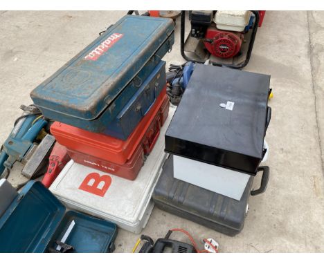 A MIXED GROUP OF POWER TOOL BOXES 
