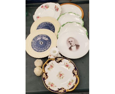 ELEVEN PIECES OF VICTORIAN COALPORT TO INCLUDE PLATES, A CRUET SET AND A CANDLESTICK 